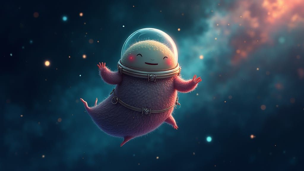 Serenely Floating Tardigrade in Cosmic Space