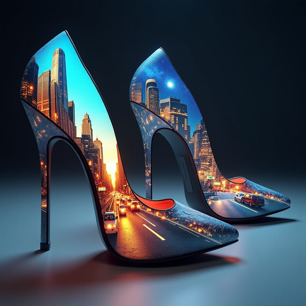 Cityscape High Heels: Surreal Urban Fusion