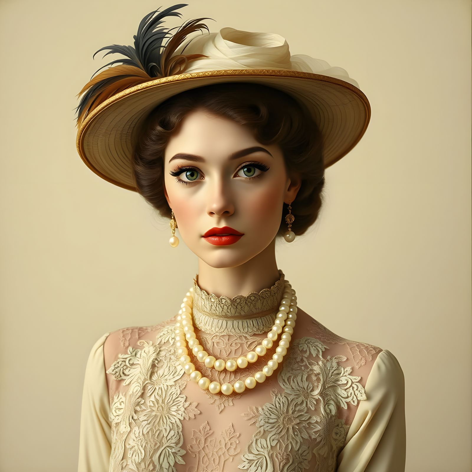 Elegant Austrian Beauty in Art Nouveau Style