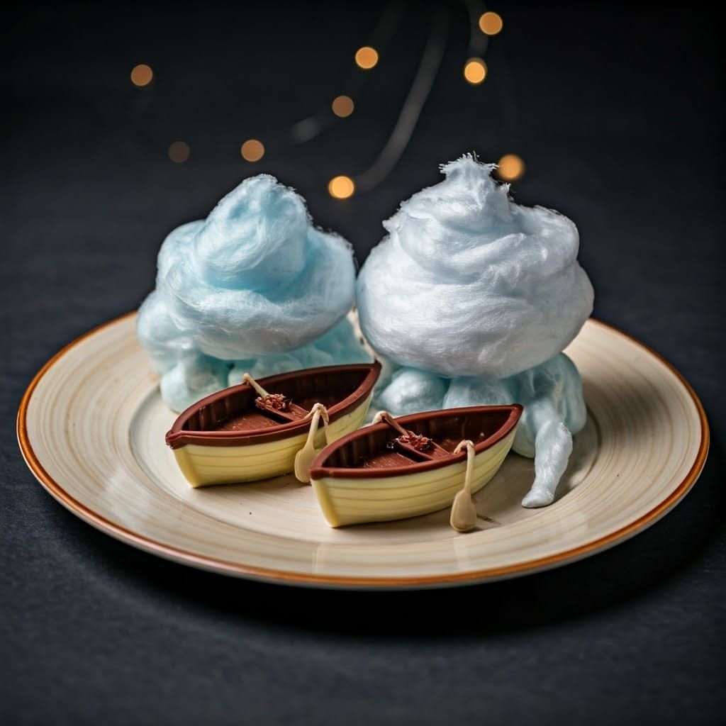 Elegant Coffee Cream Plate with Cotton Candy Storm Clouds an...