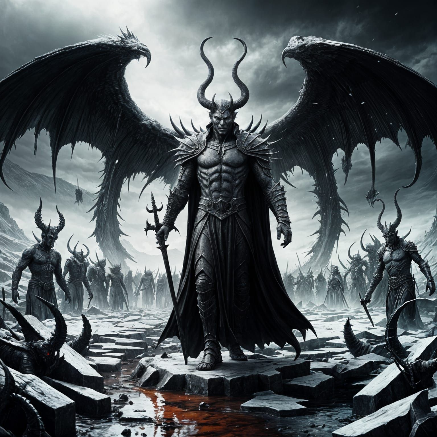 Lucifer's Black Wing Rise: Biblical Surreal Horror