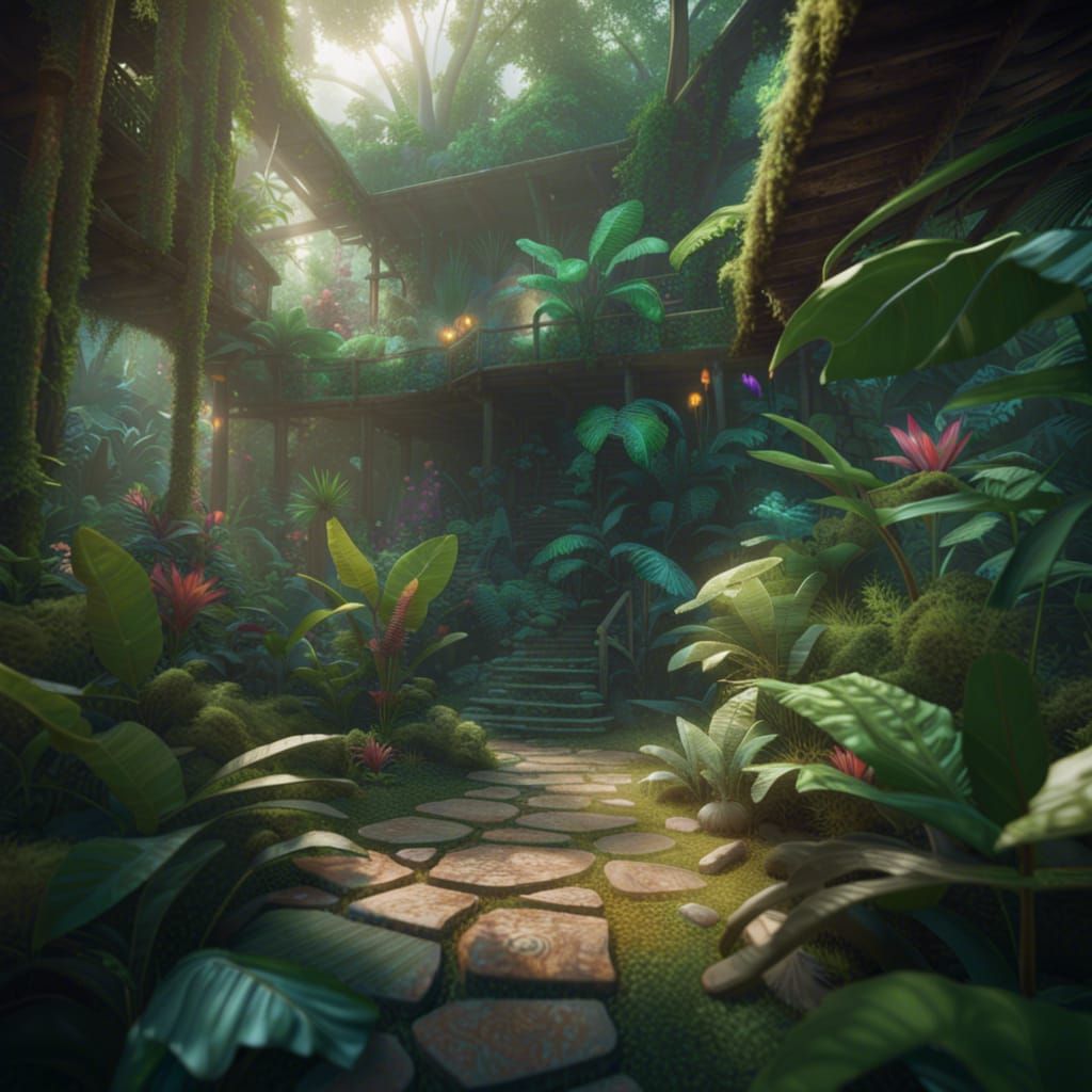 Psychedelic Jungle in Ultra Realistic Graphic Style