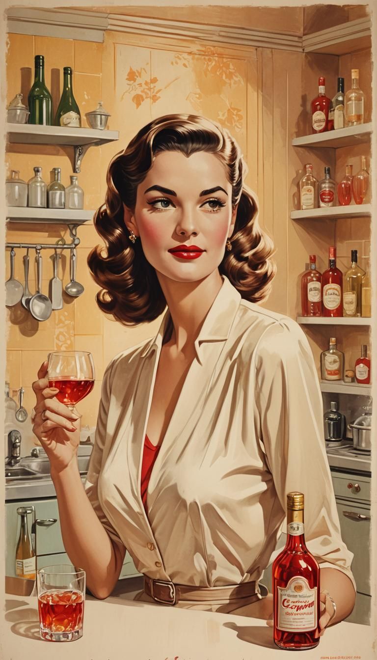 Retro Woman Advertising Bitter Campari in Molino Style