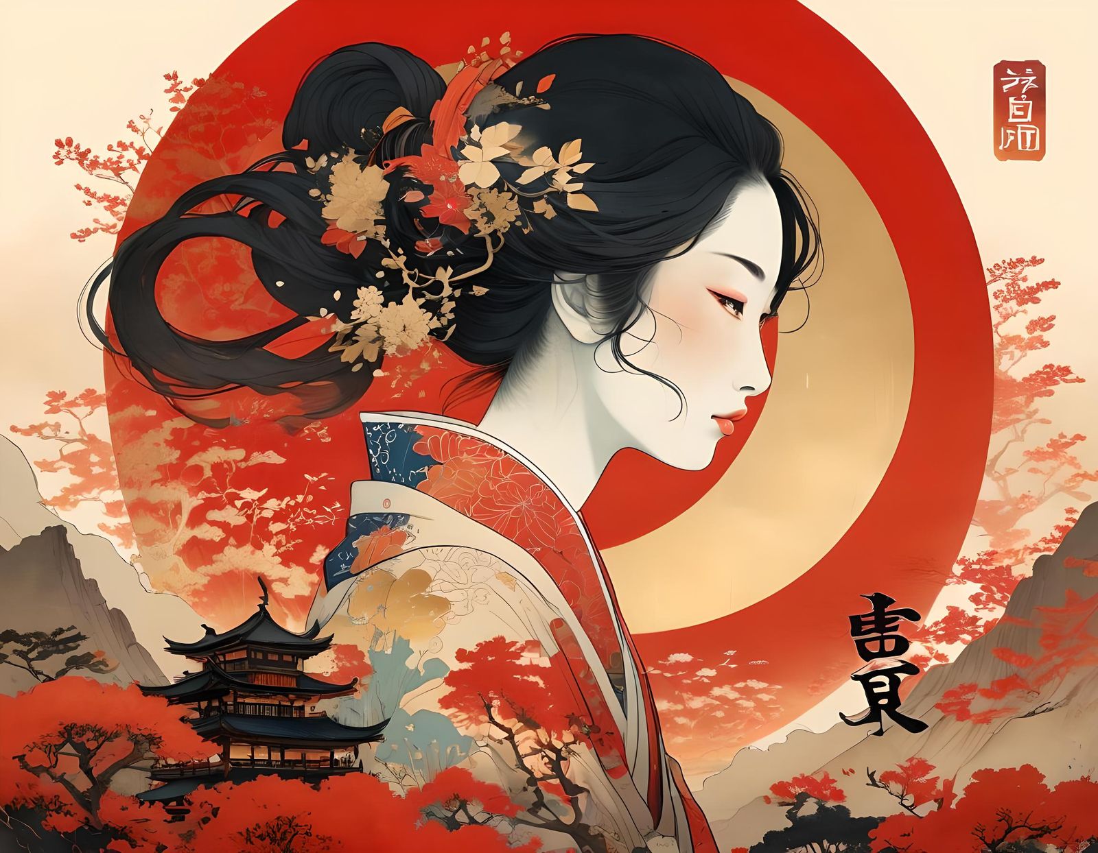 Sandra in Japanese Ink Wash Style