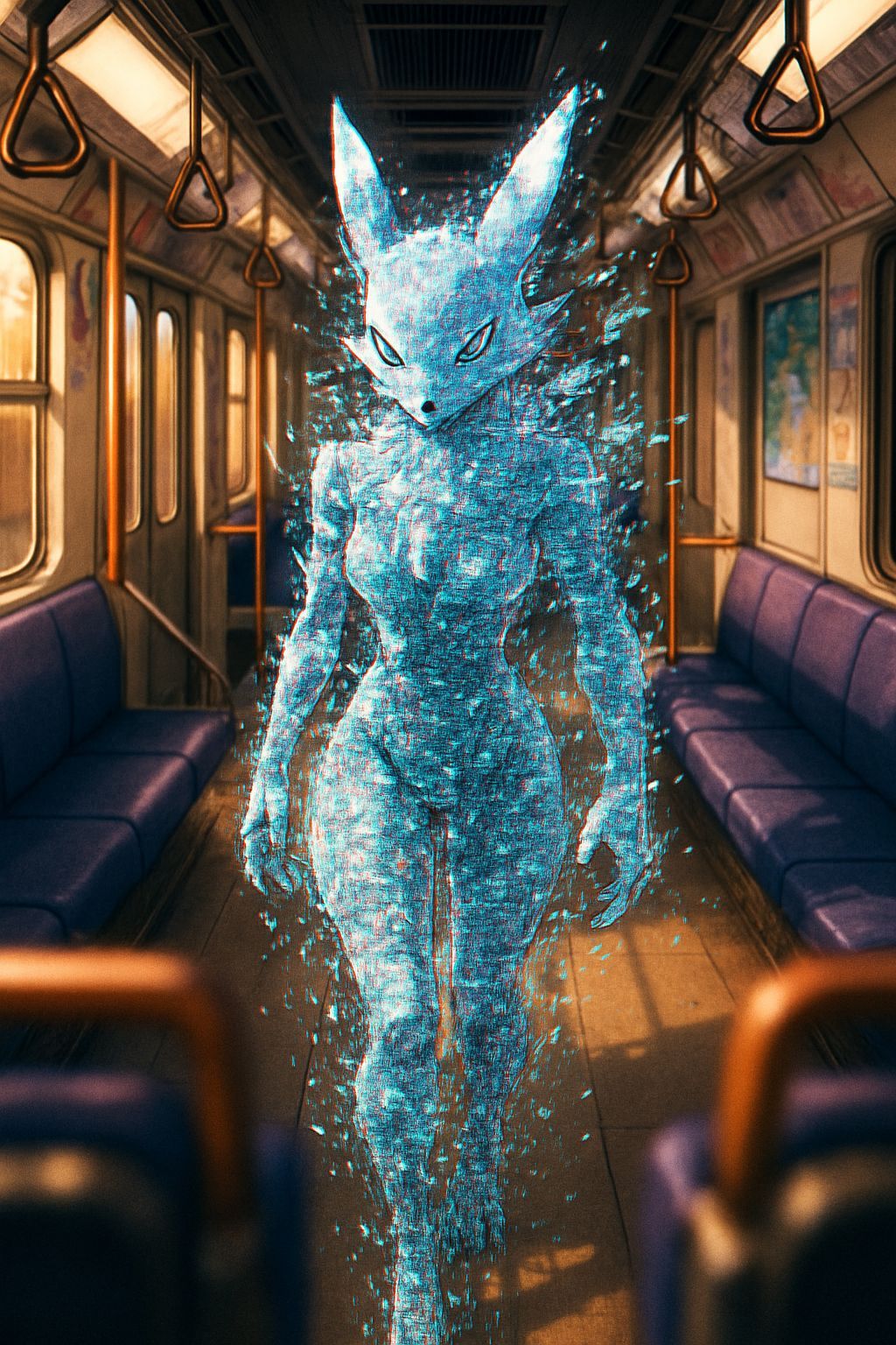 Anime Renamon Composed of Digital Code