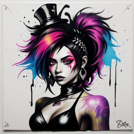 Queen of Spades in Spades Bikini, Graffiti Art Style