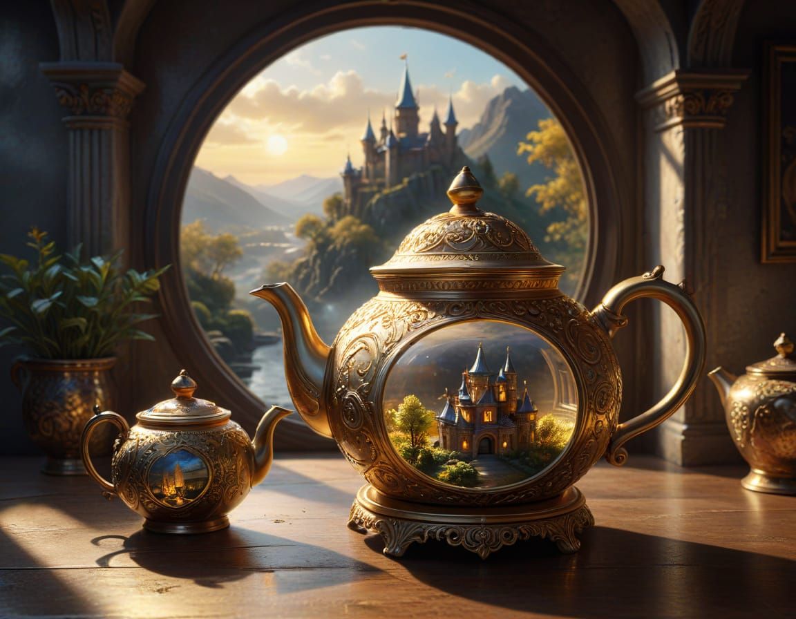 Magical Teapot Kingdom Concept Art in Hyperrealism