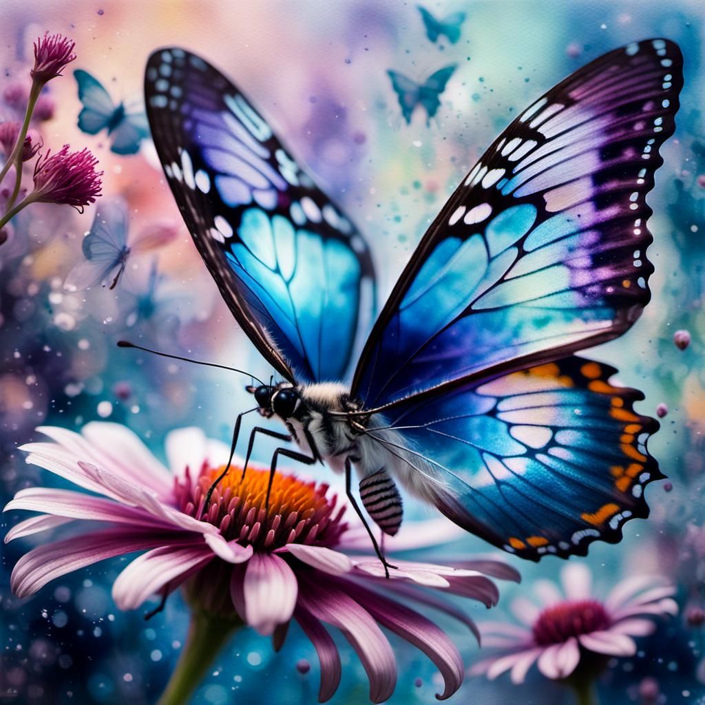 Watercolor Butterfly in Soft Surrealism Style
