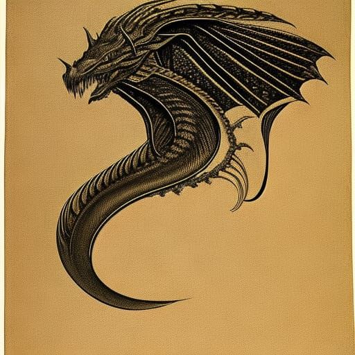 Cthulhu Portrait: Sepia Ink Sketch of Tentacled Dragon