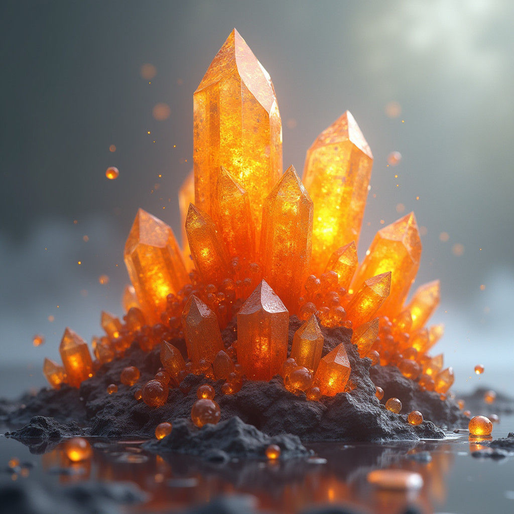 Citrine Crystals in Mystical Fantasy Art Style