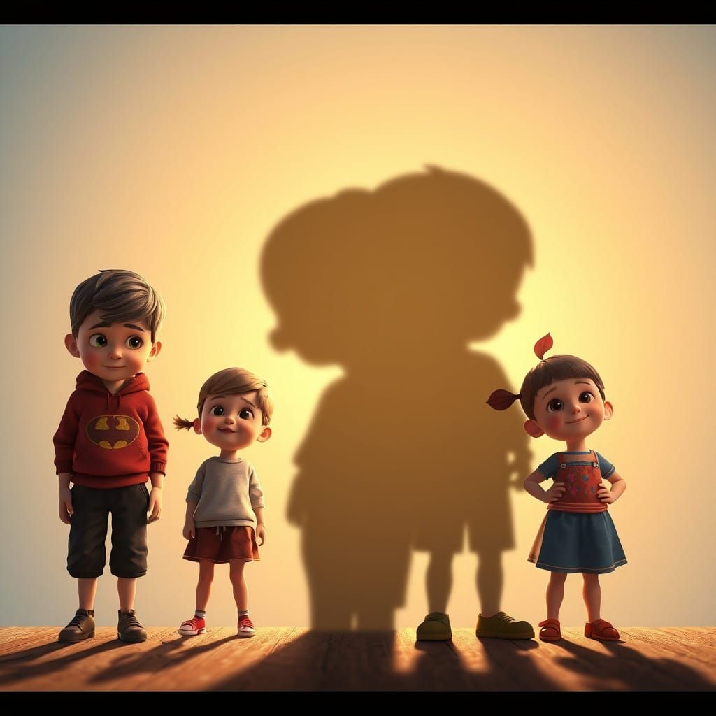 Boy in Shadow, Bright Children Surround