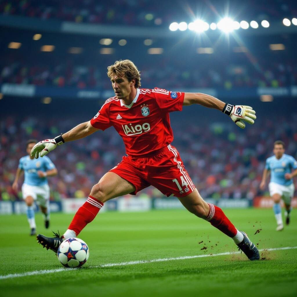 Edwin van der Sar Ajax Goalkeeper in 1990s Match
