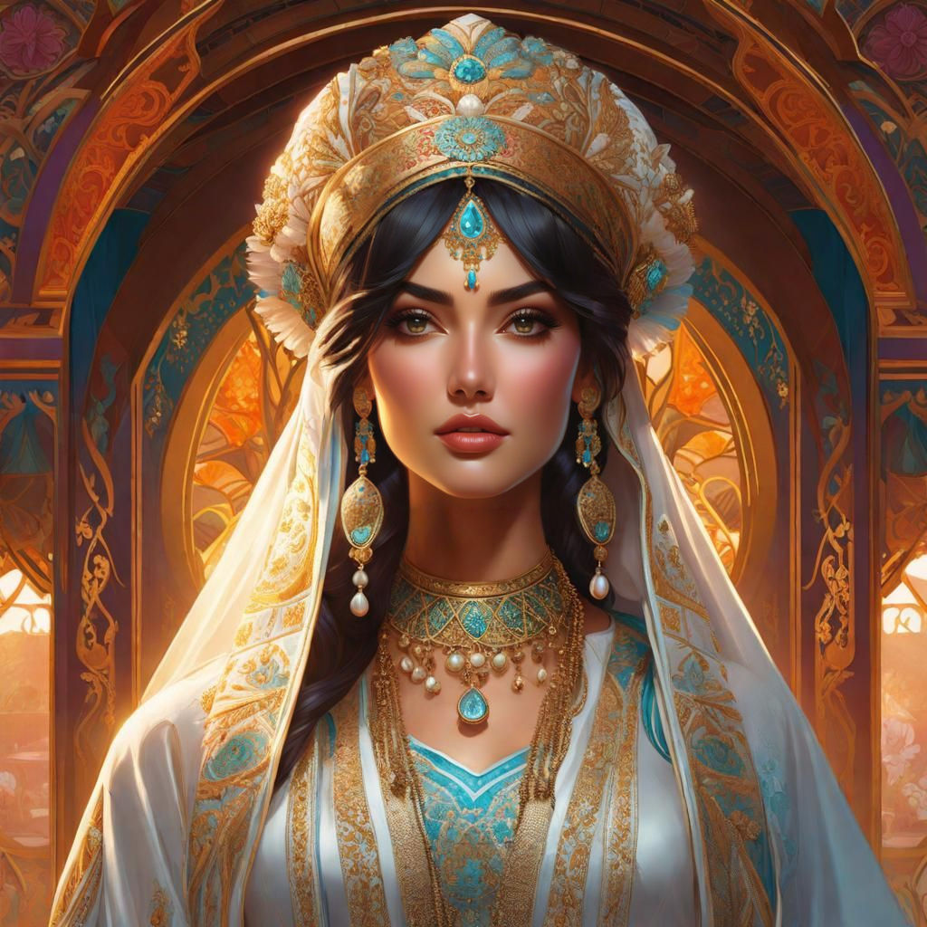 Uzbek Bride Portrait in Ornate Traditional Dress