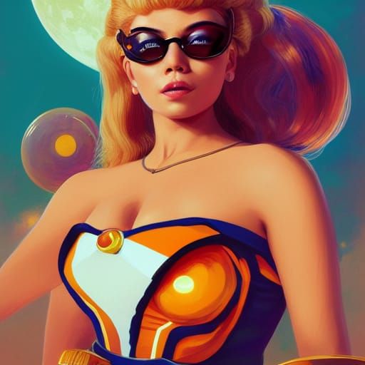 Filipina Space Warrior in Retrofuturistic Style