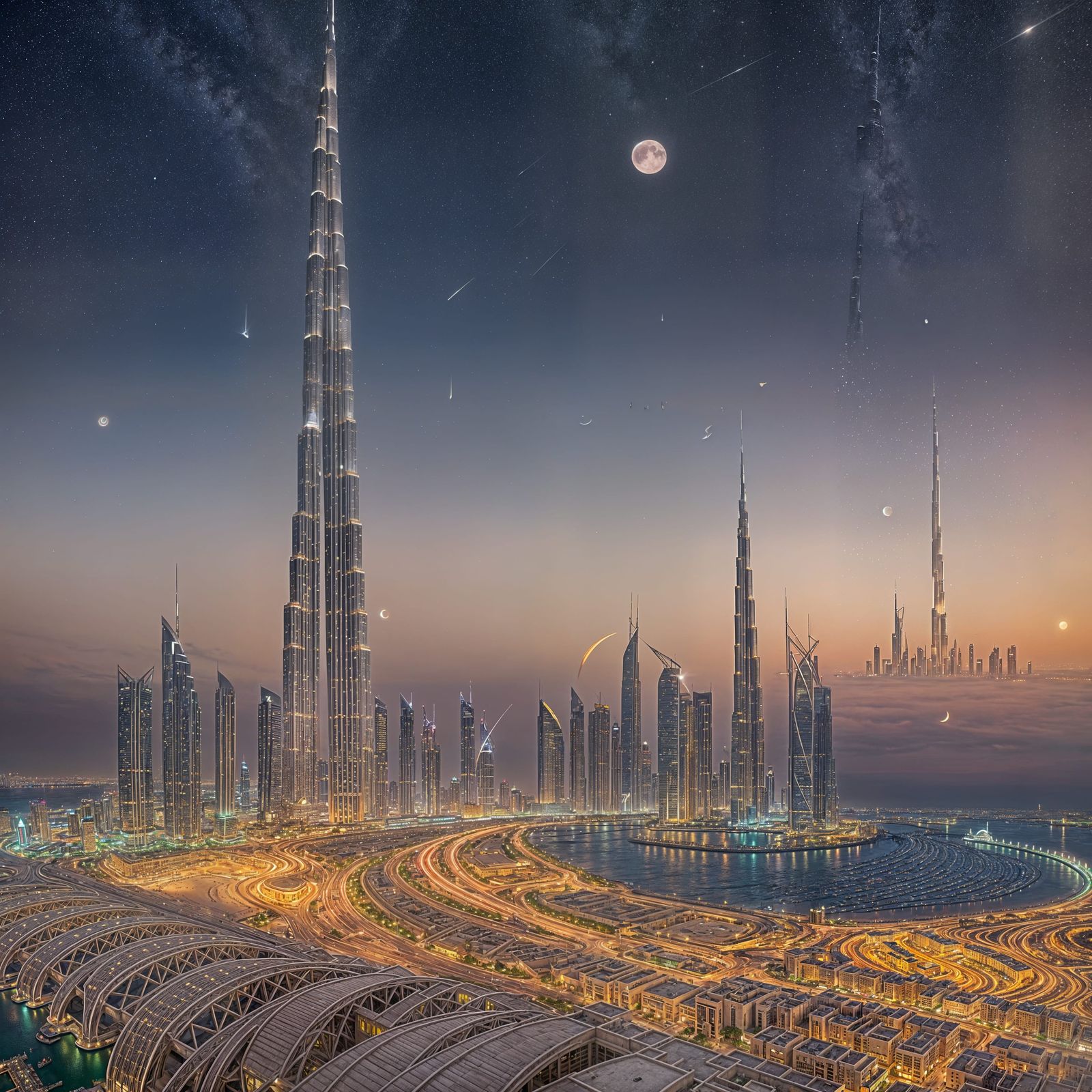 Festive Eid Al Adha Greetings in Dubai at Night