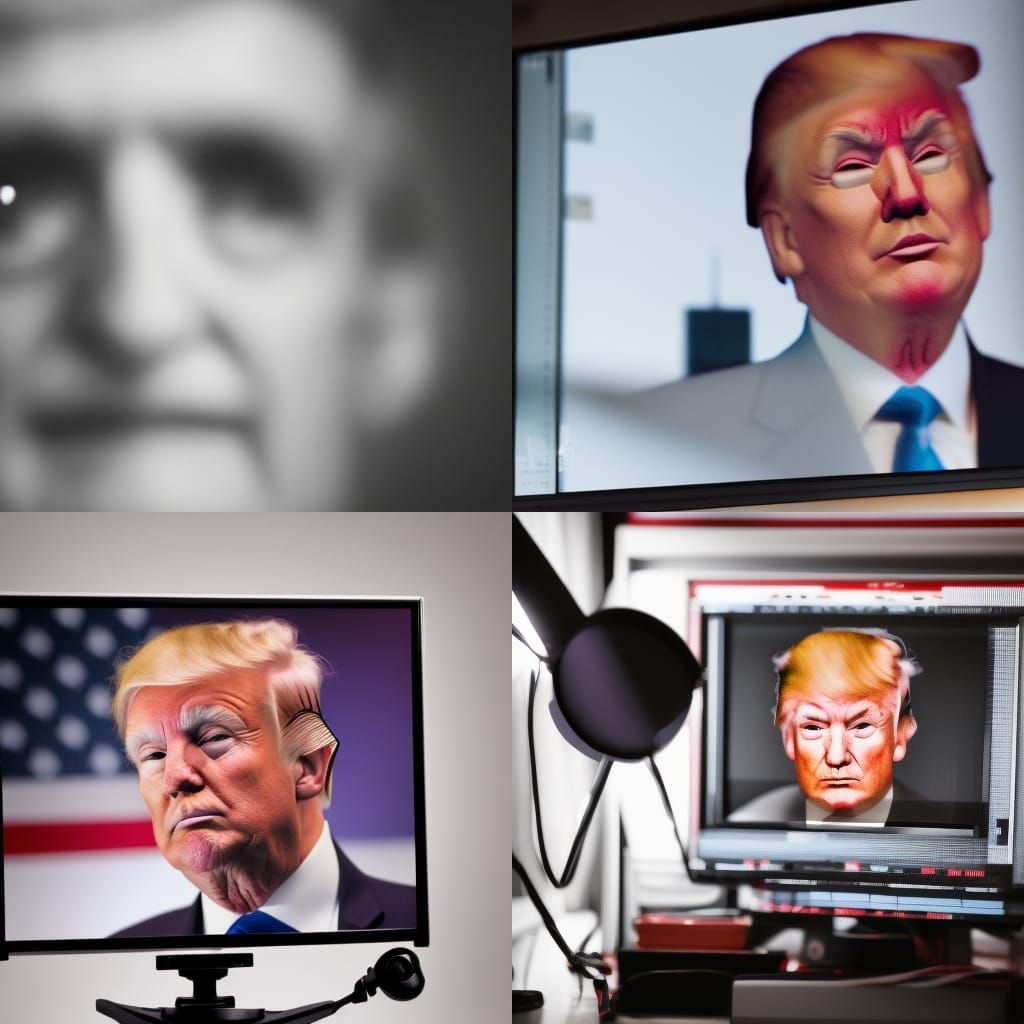 Pixelated Donald Trump on Red Monochrome Monitor