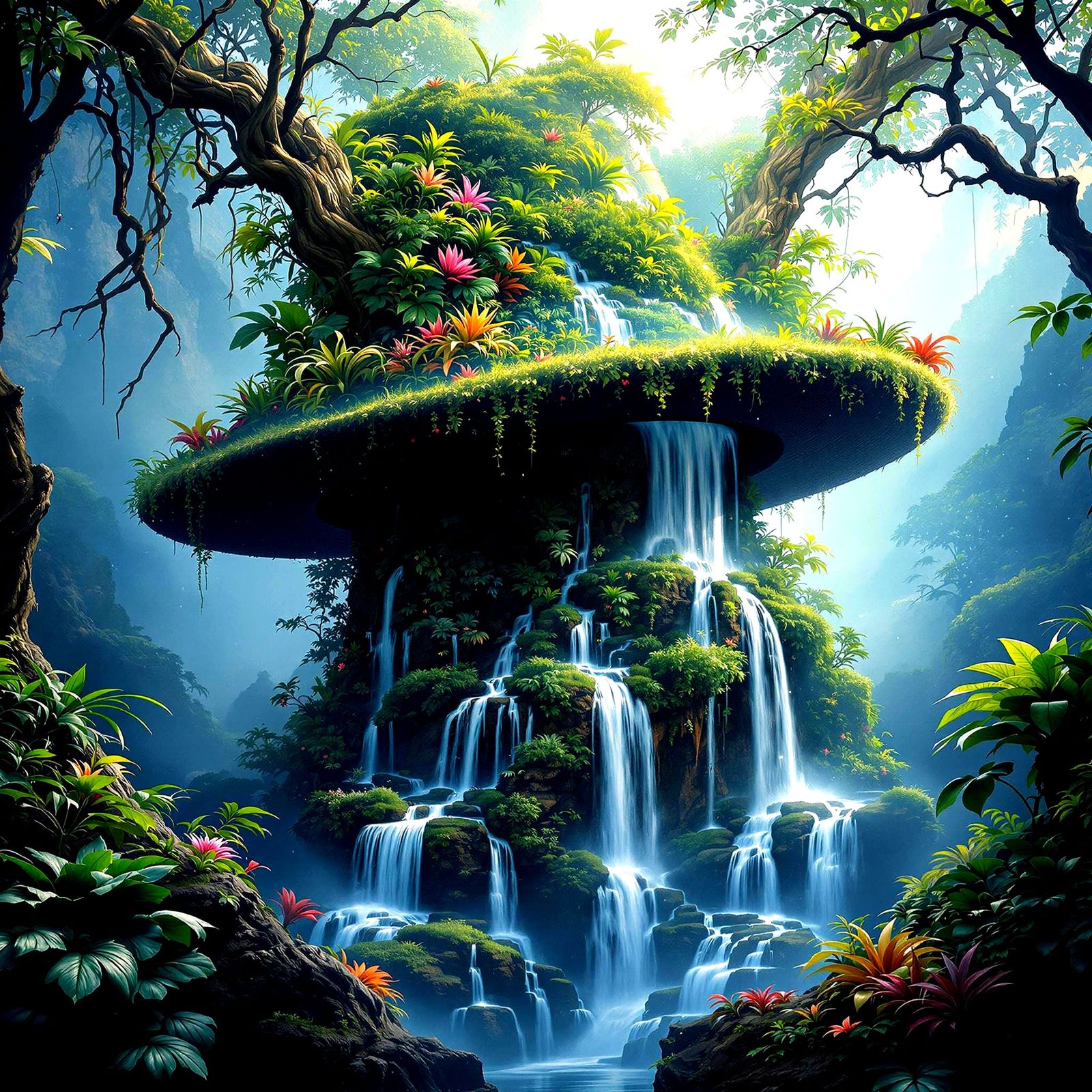 Epic Fantasy Jungle Poster in Hyperdetailed Photorealistic S...