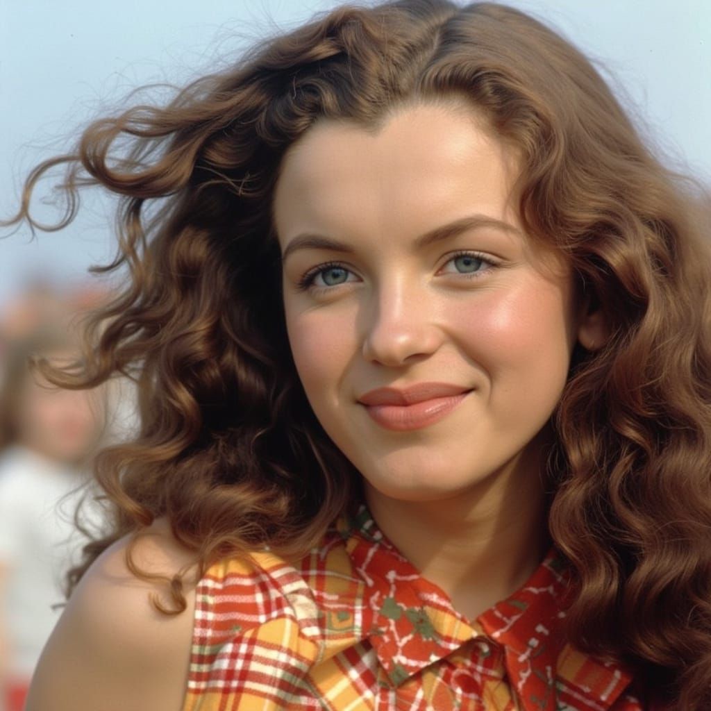 Retro Photograph of Woman at Woodstock Festival
