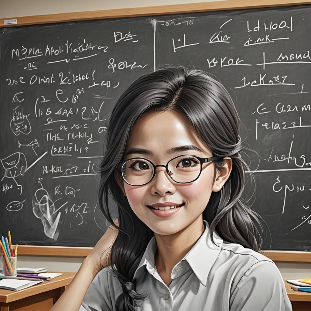 Thai Teacher Caricature in Anime Style