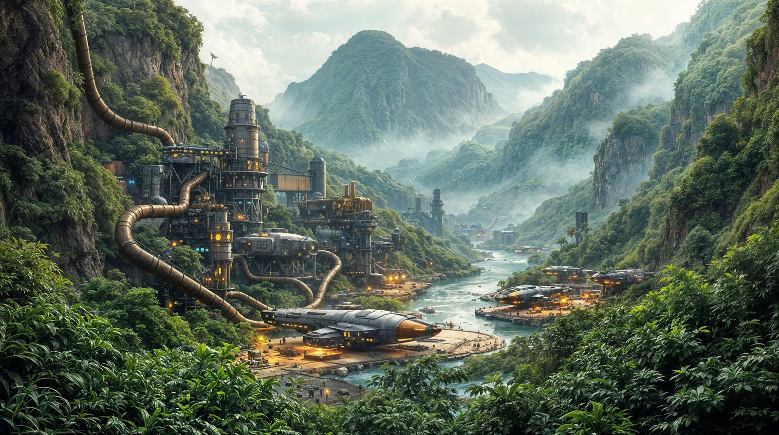 Mining Colony on Exotic Jungle Planet