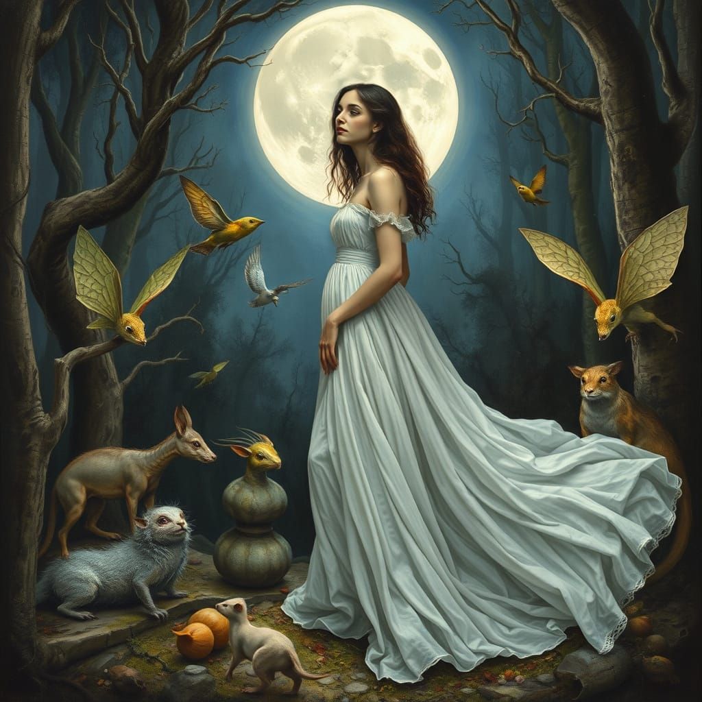 Dreamlike Scene Under the Full Moon