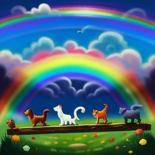 Pets Crossing the Rainbow Bridge