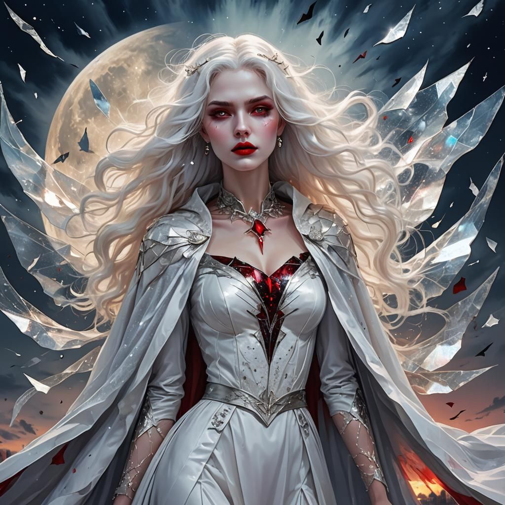 Vampire Angel with Shattered Glass, Astral Illustration