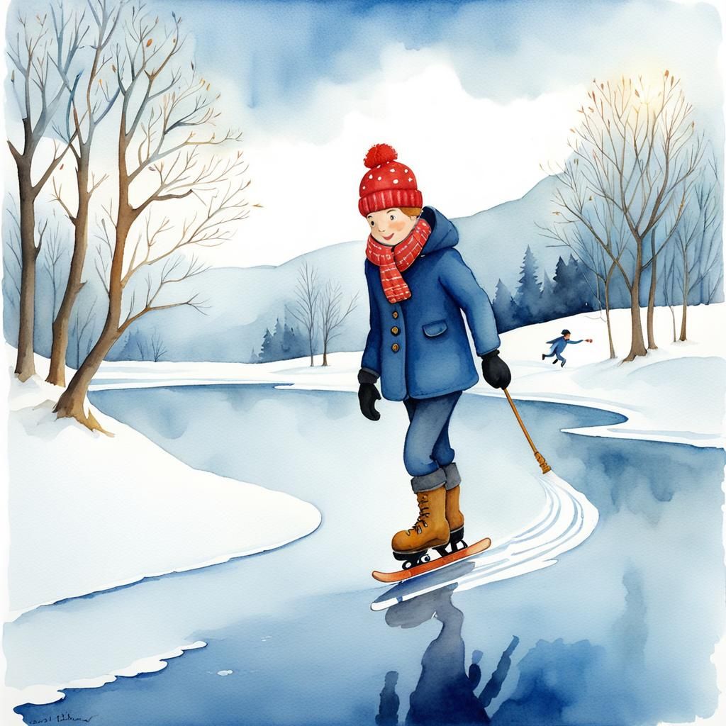 Watercolor Storybook Skating on Thin Ice