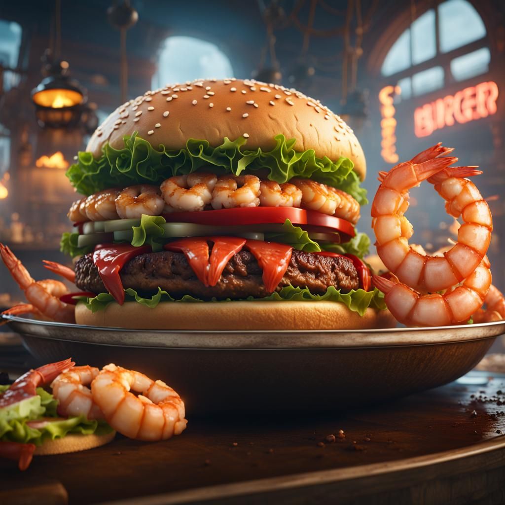 Juicy Burger and Shrimp Bowls, Detailed Concept Art