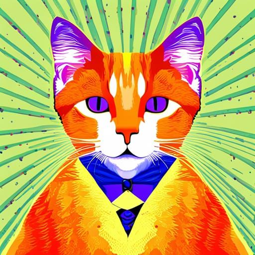 LGBT Cat in Geometric Bauhaus Pop Art Style