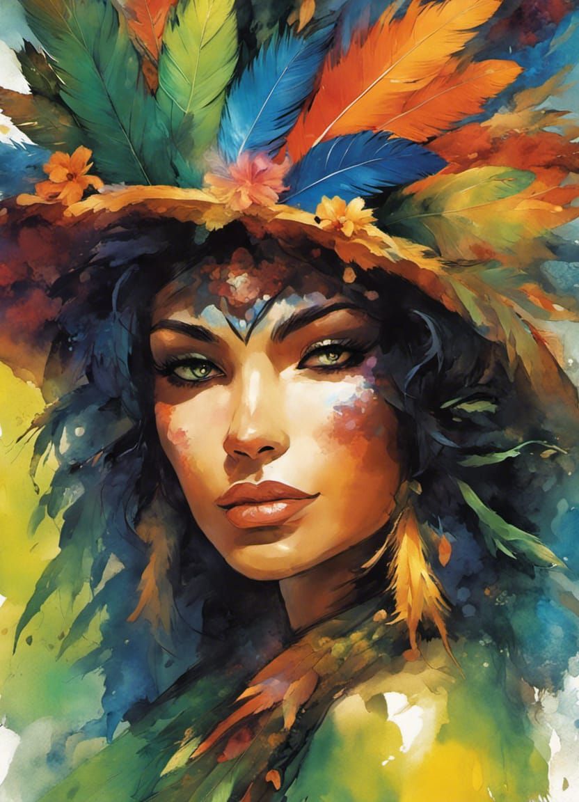 Brazilian Witch in Carnival Attire, Digital Art