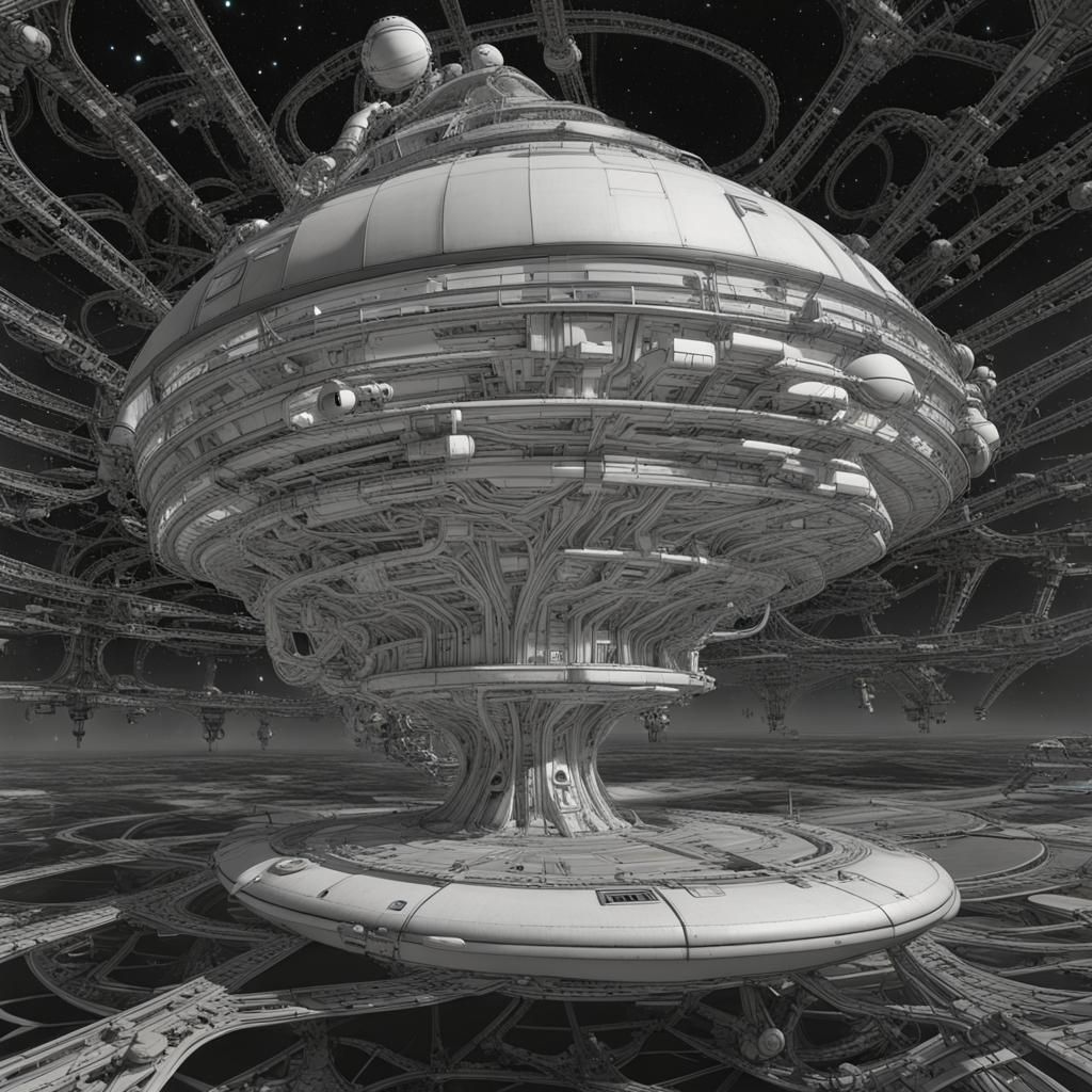 Molecular Spaceship on Astral Journey, Holographic Illustrat...