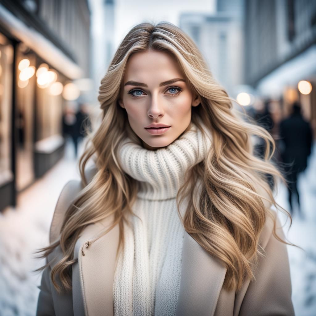 A gorgeous Norwegian girl in winter clothing