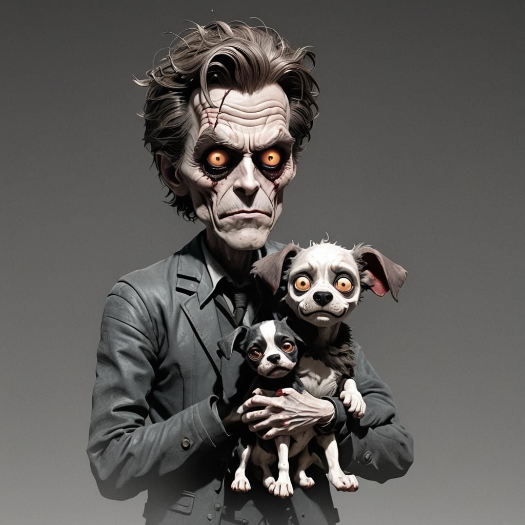 Menacing Double-Face in Tim Burton-esque 3D Art