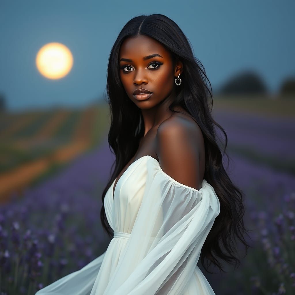 Ethereal Goddess in Lavender Fields