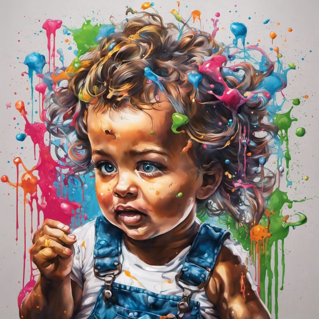 Baby in Overalls: Graffiti Art Splash