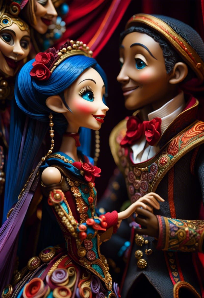 Biracial Marionettes in Love: Romantic Theatre Scene