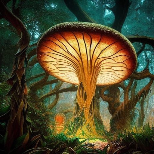 Epic Mushroom in Hyperion Jungle at Sunset