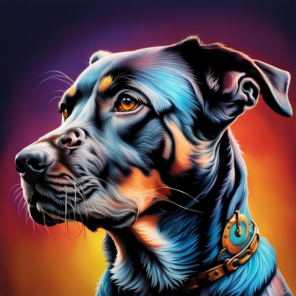 Hyperrealistic Dog Portrait with Colorful Background