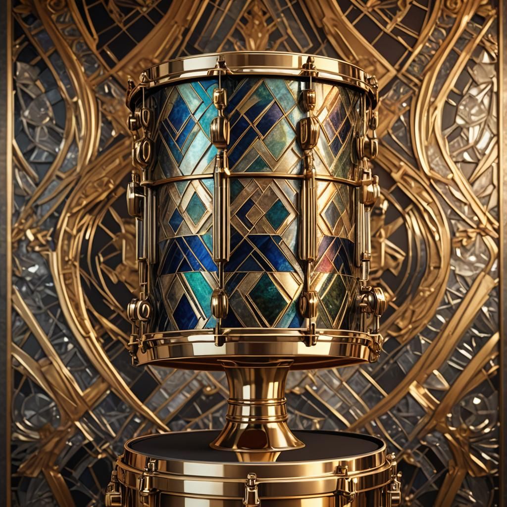 Glamorous Art Deco Drums on Ornate Pedestal in Stunning Ligh...