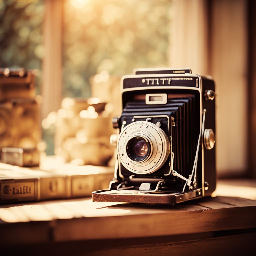 Vintage Camera Still Life in Kallitype Style