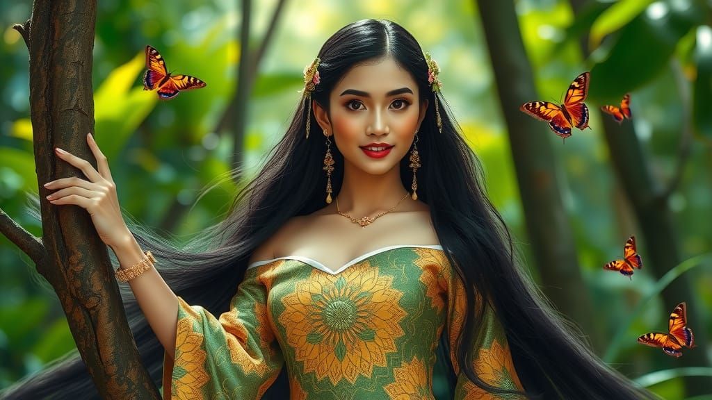 Tropical Goddess in Lush Indonesian Forest