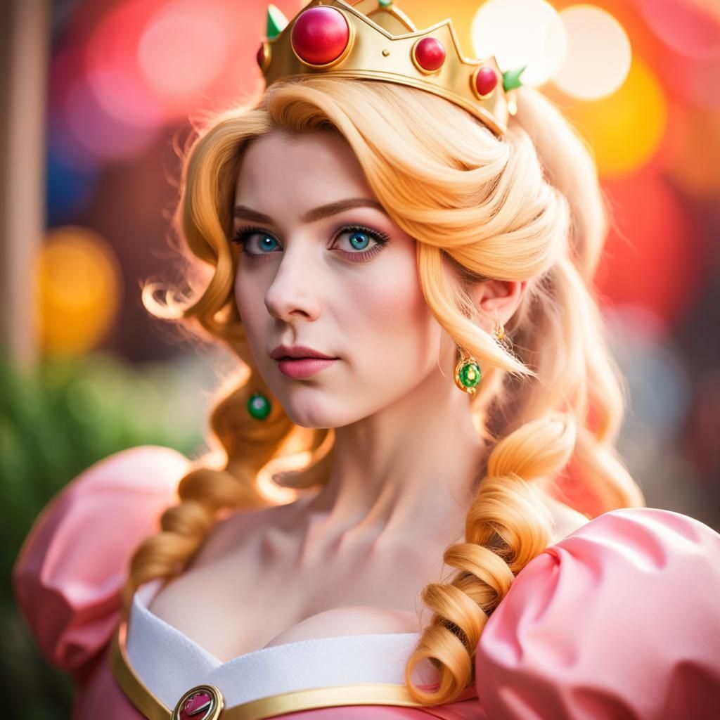 Hyperrealistic Princess Peach Cosplay Portrait