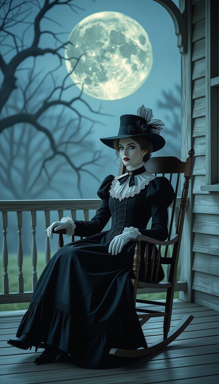 Gothic Woman in Haunted House, Dark Fantasy