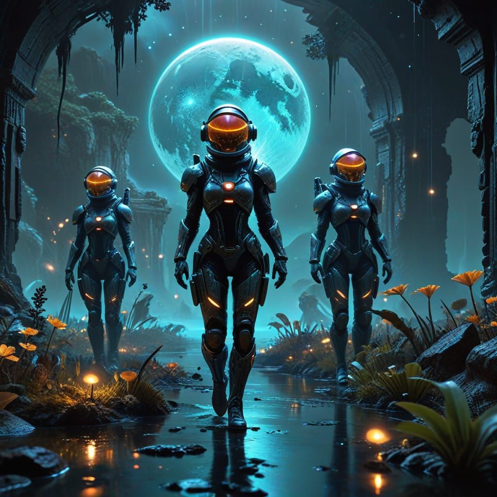 Alien Planet Ruins: Futuristic Exploration in Stardust