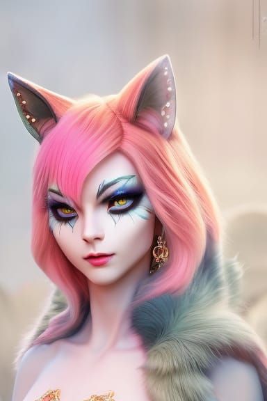 Pink haired cat girl