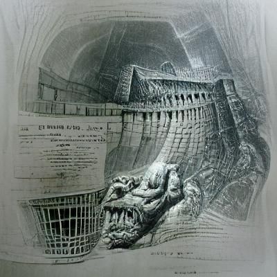 Architectural Prison Interior in Engraving Style