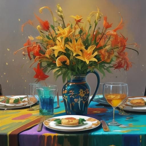 Surreal Oktoberfest Cat in Abstract Expressionist Style