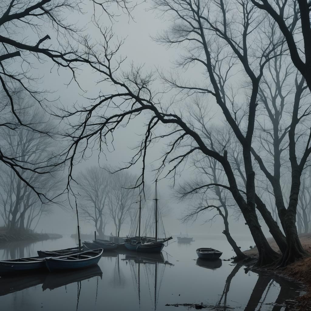 Empty Marina in Caspar David Friedrich Style