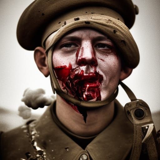 WWI Soldier: Mortally Wounded in Trenches